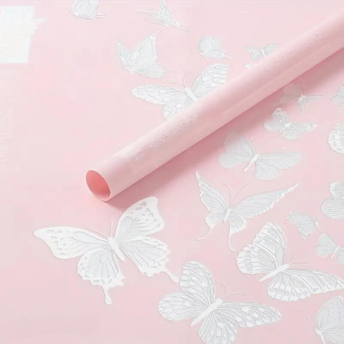 Butterfly Design Floral Wrapping Paper (PINK)