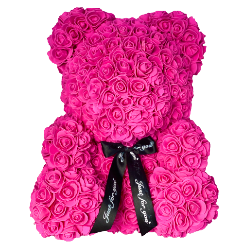Hot Pink Rose Bear 40 cm