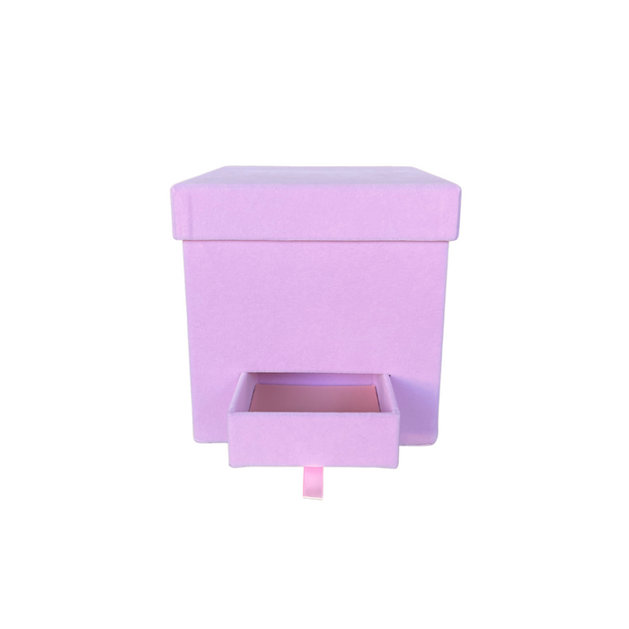 Square Velvet Drawer Box (PINK)