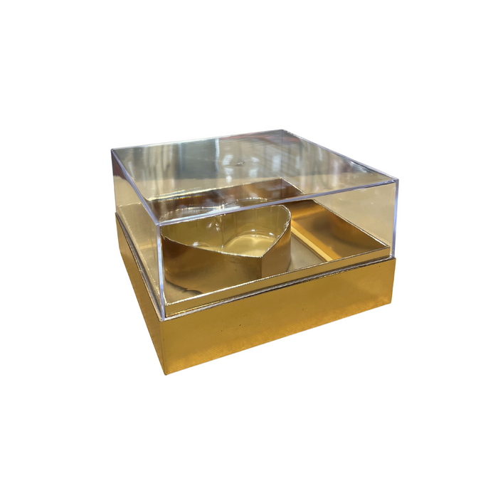 Small Square Acrylic Heart Box (GOLD)