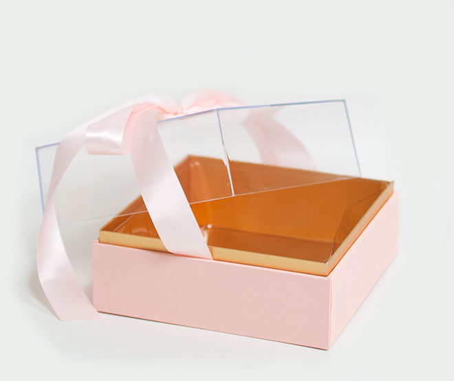 Square Acrylic Floral Box (PINK)