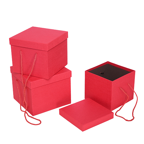 Square Textured Floral Box (RED)