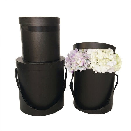 Round Tall Floral Box (BLACK)