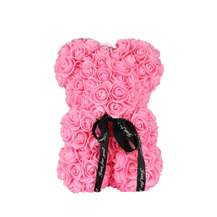 Pink Foam Rose Bear 25 cm