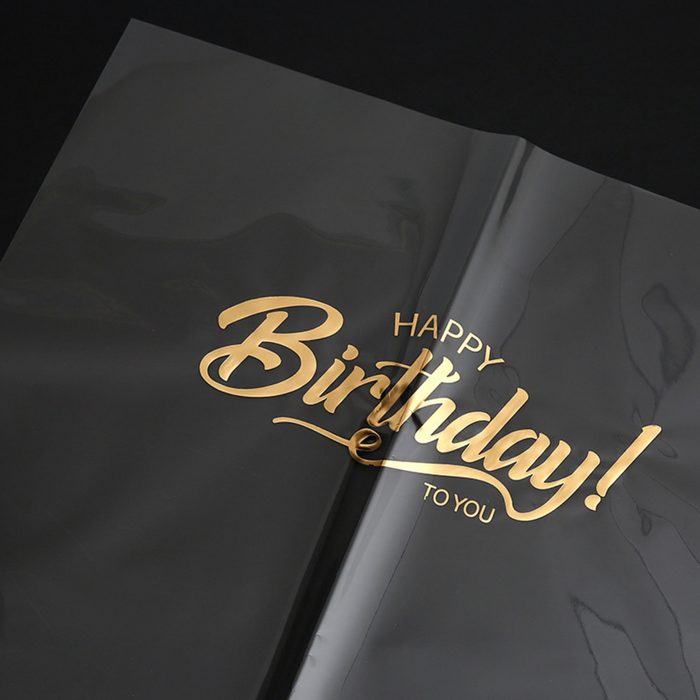 Happy BDAY Cellophane Wrapping Paper (GOLD)