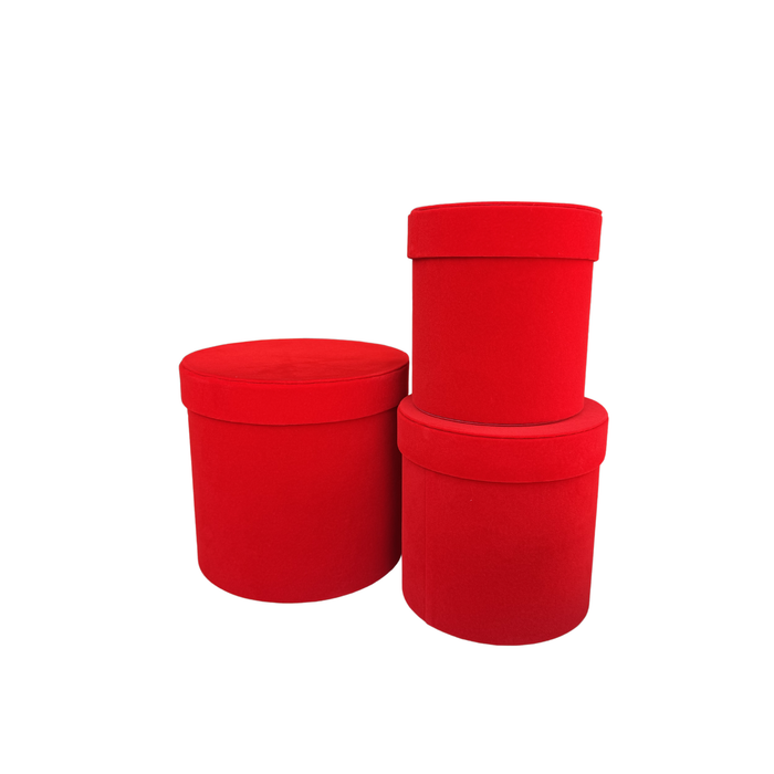 Small Velvet Floral Box - 3pc (RED)