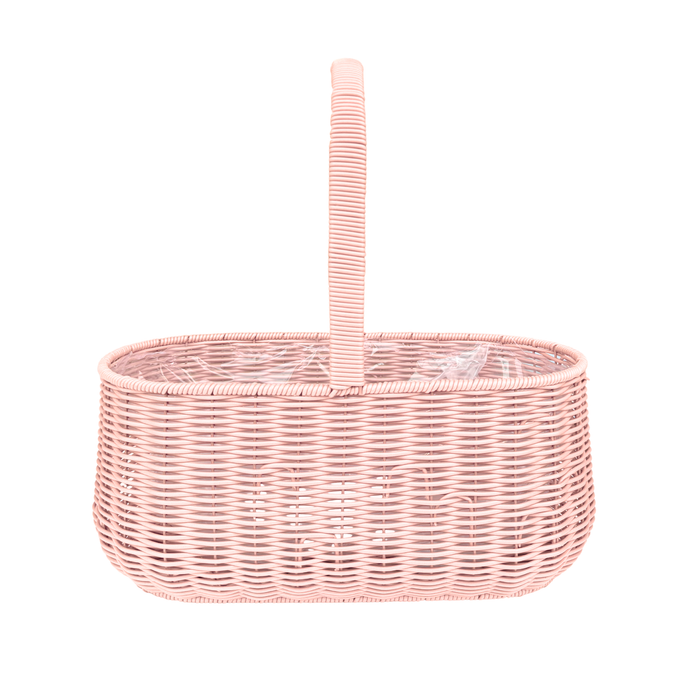 Oval Rattan Flower Basket 16" (PINK)