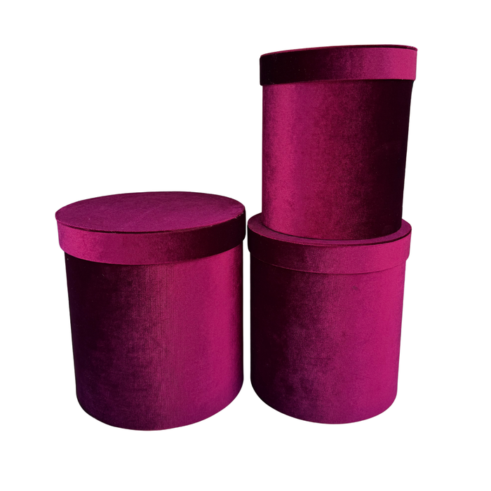 Velvet Floral Box - 3pc (BURGUNDY)