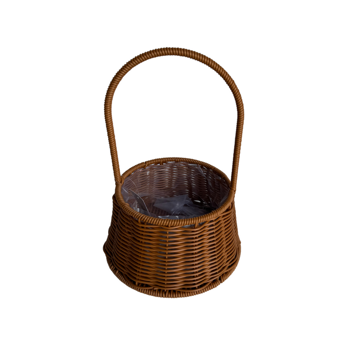 Round Rattan Flower Basket 8" (DARK BROWN)