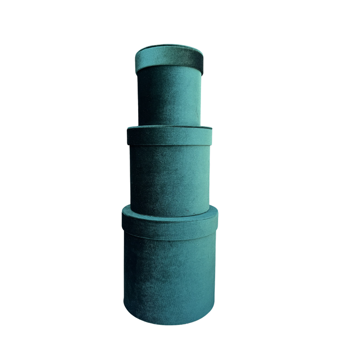 Small Velvet Floral Box - 3pc (GREEN)