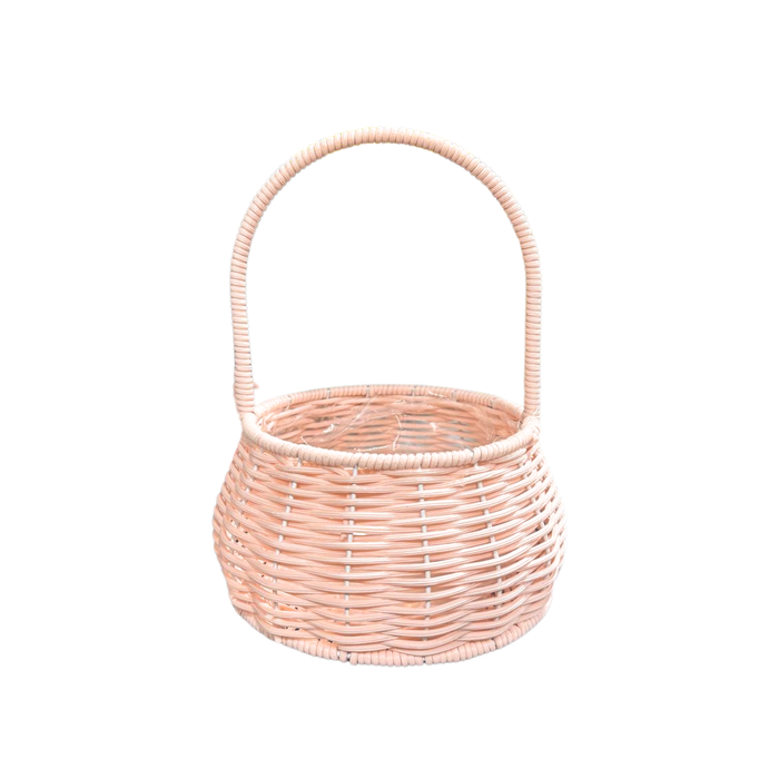 Rattan Round Basket 6.5" (PINK)
