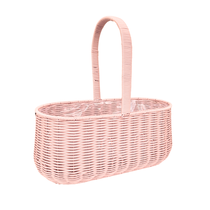 Oval Rattan Flower Basket 16" (PINK)