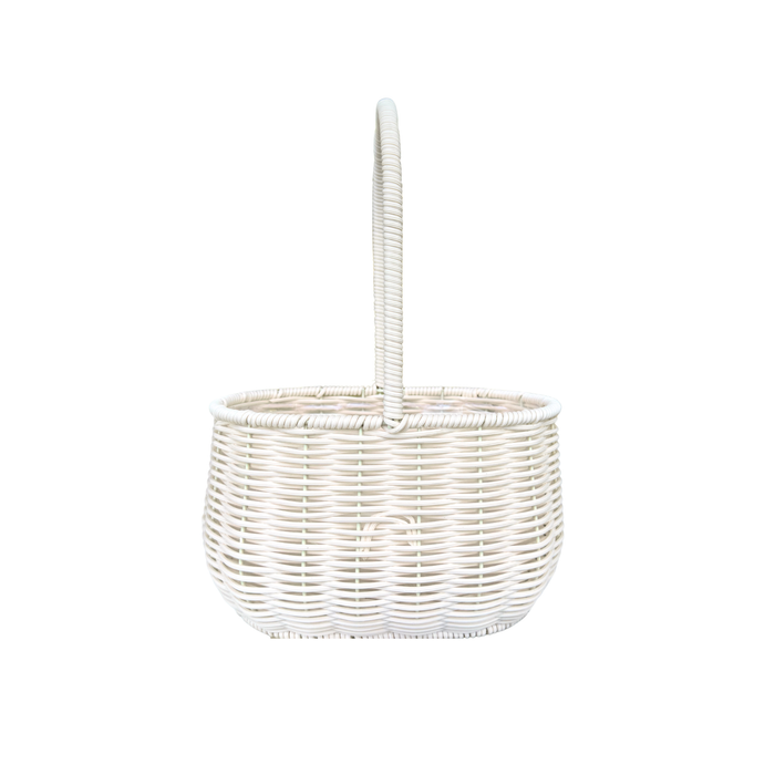 Oval Rattan Flower Basket 9" (WHITE)