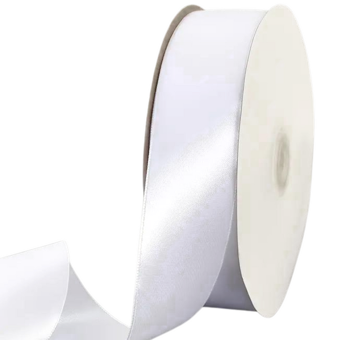 White Single Faced Satin Ribbon - 1.5" x 100 Yards