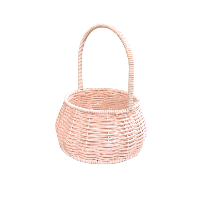Rattan Round Basket 6.5" (PINK)
