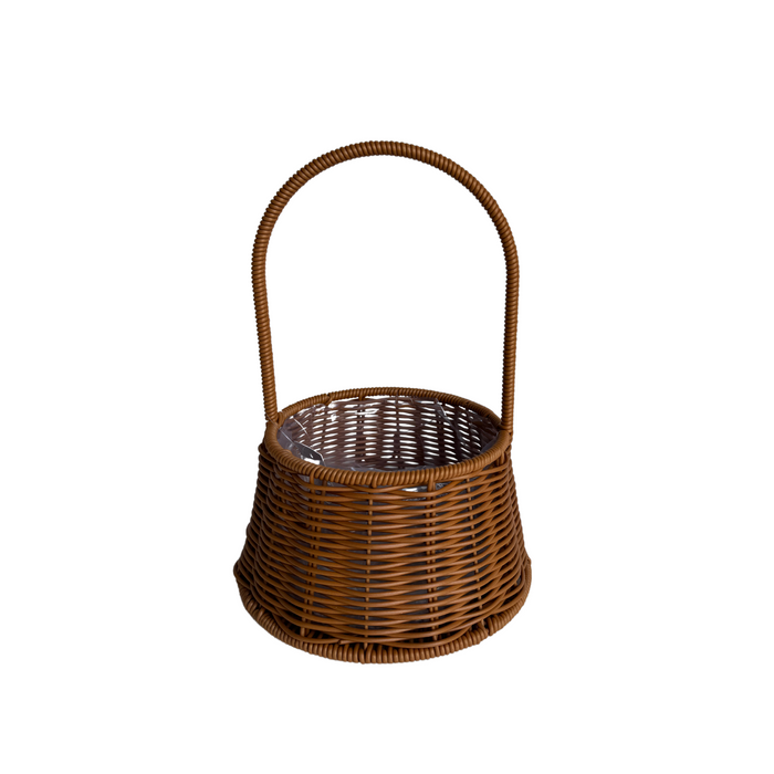 Round Rattan Flower Basket 8" (DARK BROWN)