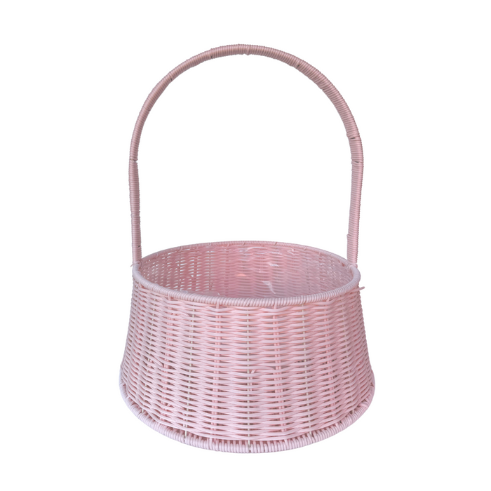 Round Rattan Flower Basket 14" (PINK)