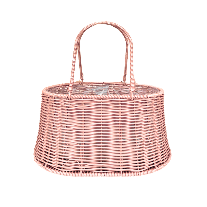 Rattan Flower Bag Basket 13" (PINK)