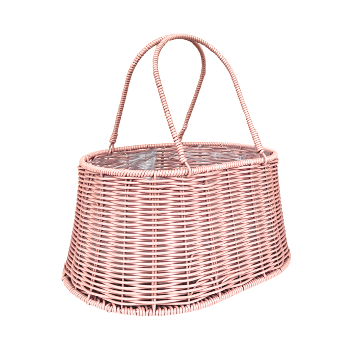 Rattan Flower Bag Basket 13" (PINK)
