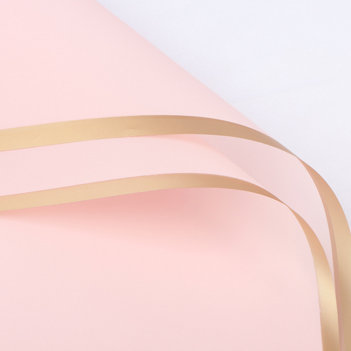 Gold Line Floral Wrapping Paper (PINK)