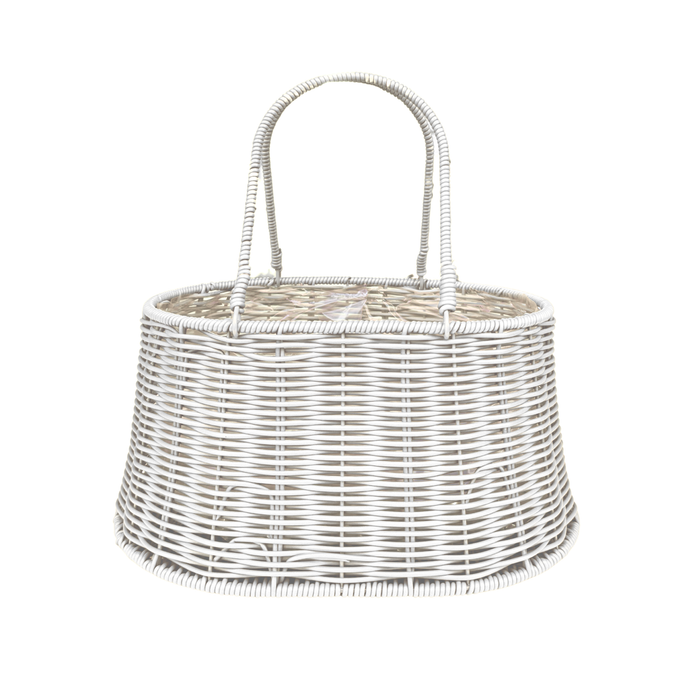 Rattan Flower Bag Basket 13" (WHITE)