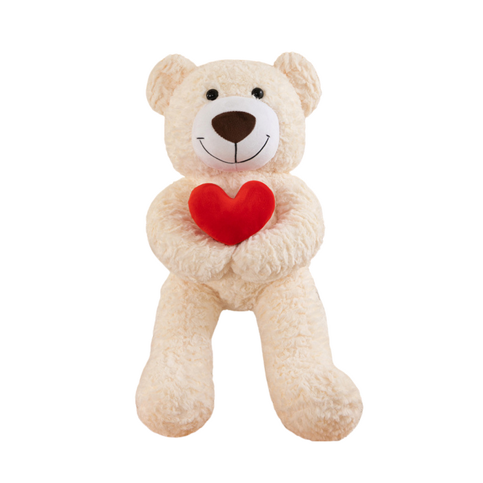 Teddy Plush Bear with Heart 20in (IVORY)