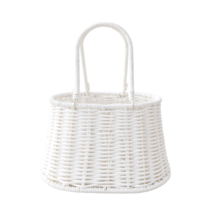 Rattan Flower Bag Basket 10" (WHITE)