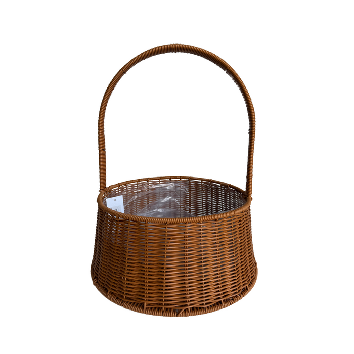 Round Rattan Flower Basket 14" (DARK BROWN)