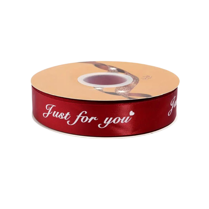 Just For You Wine Red Single Faced Satin Ribbon - 1" x 40 Yards