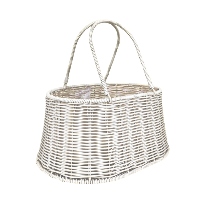 Rattan Flower Bag Basket 13" (WHITE)