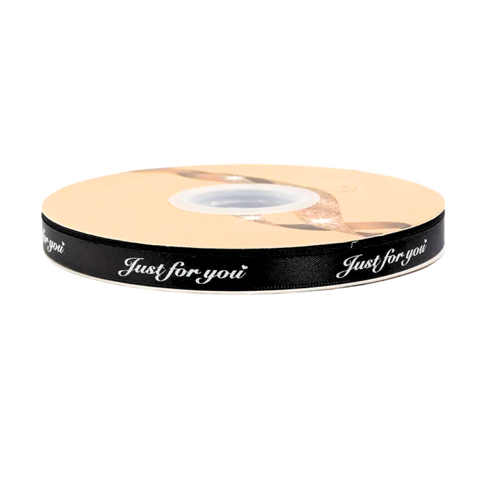 Just For You Black Single Faced Satin Ribbon - 0.50" x 50 Yards