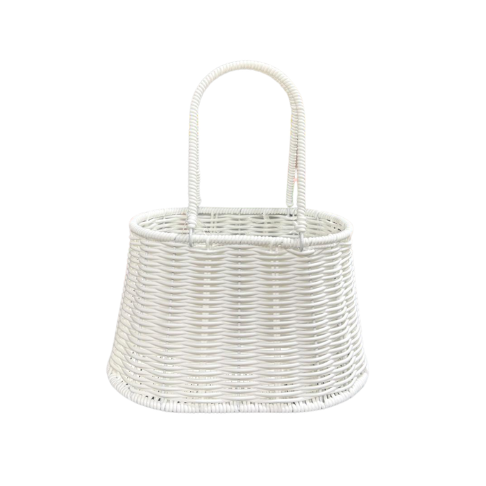 Rattan Flower Bag Basket 10" (WHITE)