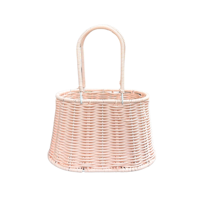 Rattan Flower Bag Basket 10" (PINK)