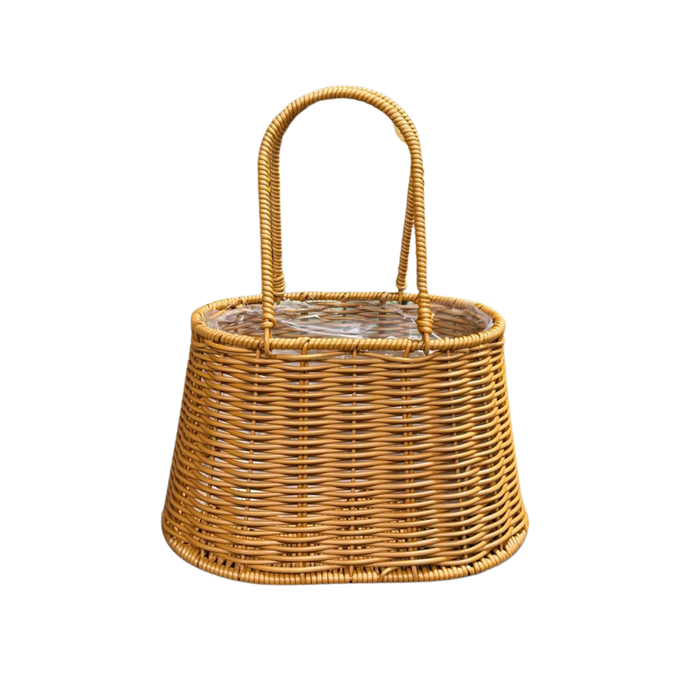 Rattan Flower Bag Basket 10" (DARK BROWN)