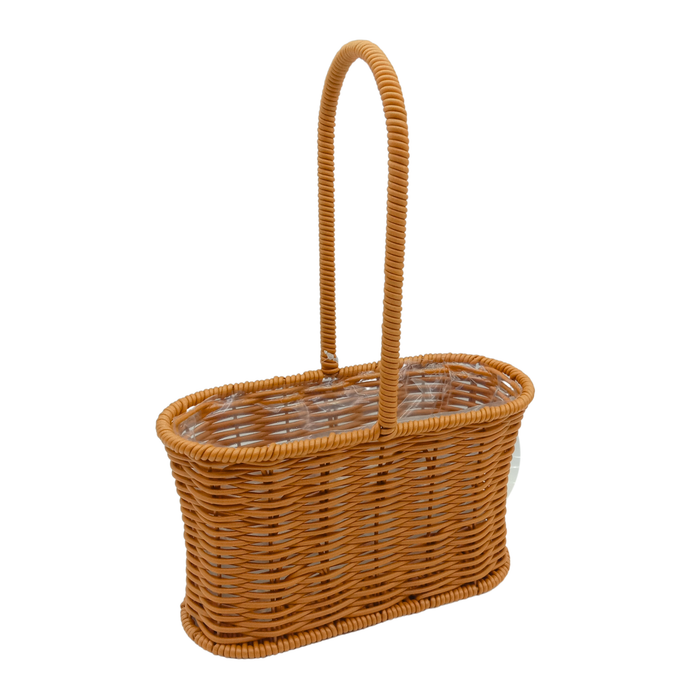 Oval Rattan Flower Basket 9" (DARK BROWN)