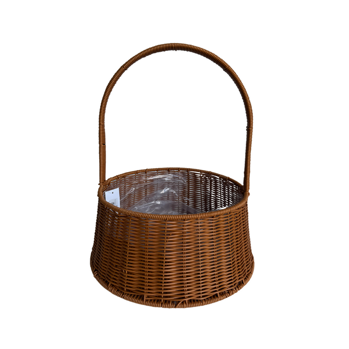 Round Rattan Flower Basket 14" (DARK BROWN)