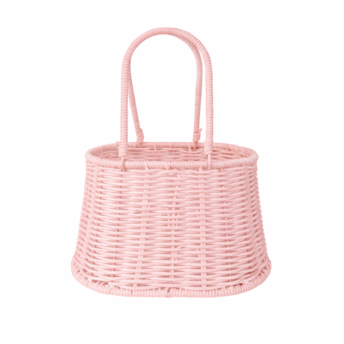 Rattan Flower Bag Basket 10" (PINK)