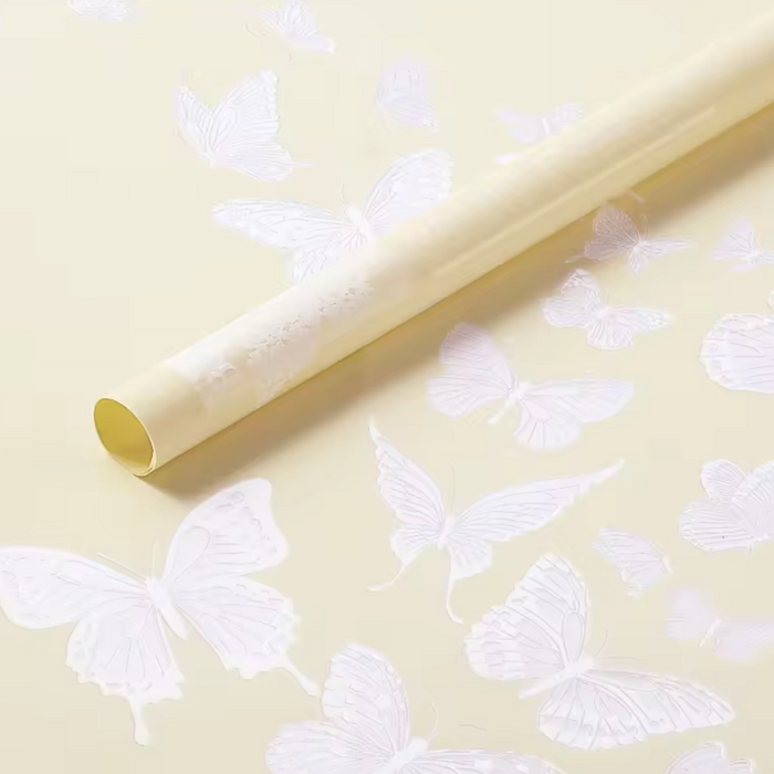 Butterfly Design Floral Wrapping Paper (CREAM)