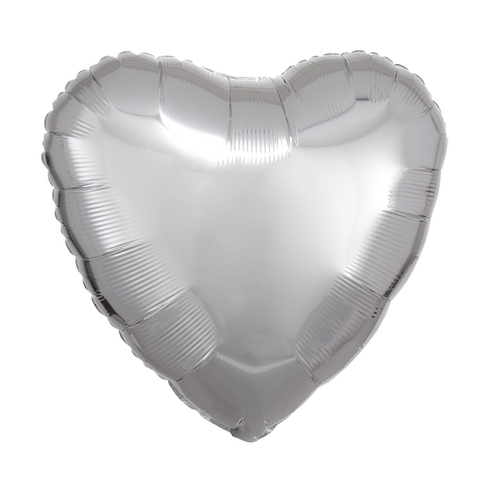 18" Heart Mylar Balloon 25 PC/BAG (SILVER)