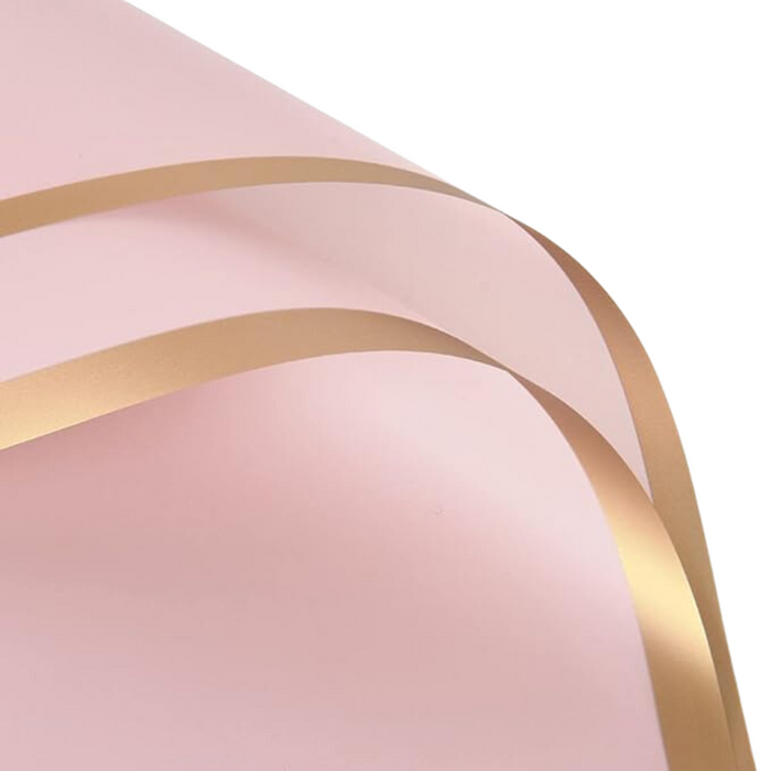 Gold Line Floral Wrapping Paper (LIGHT PINK)