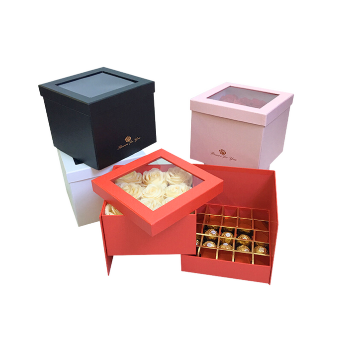 Square Two Layer Flower Box (PINK)