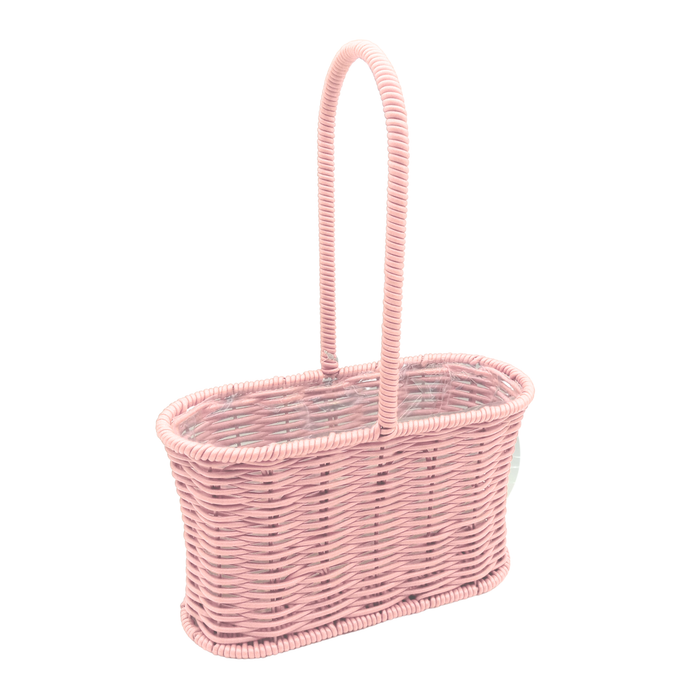 Oval Rattan Flower Basket 9" (PINK)