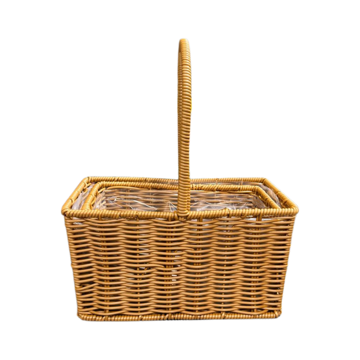 Rect Rattan Basket - 2pc (DARK BROWN)