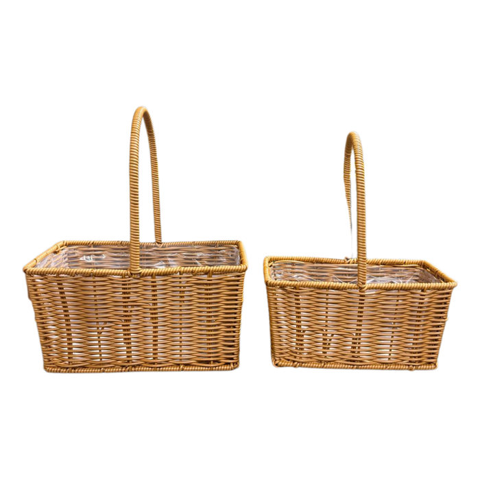 Rect Rattan Basket - 2pc (DARK BROWN)