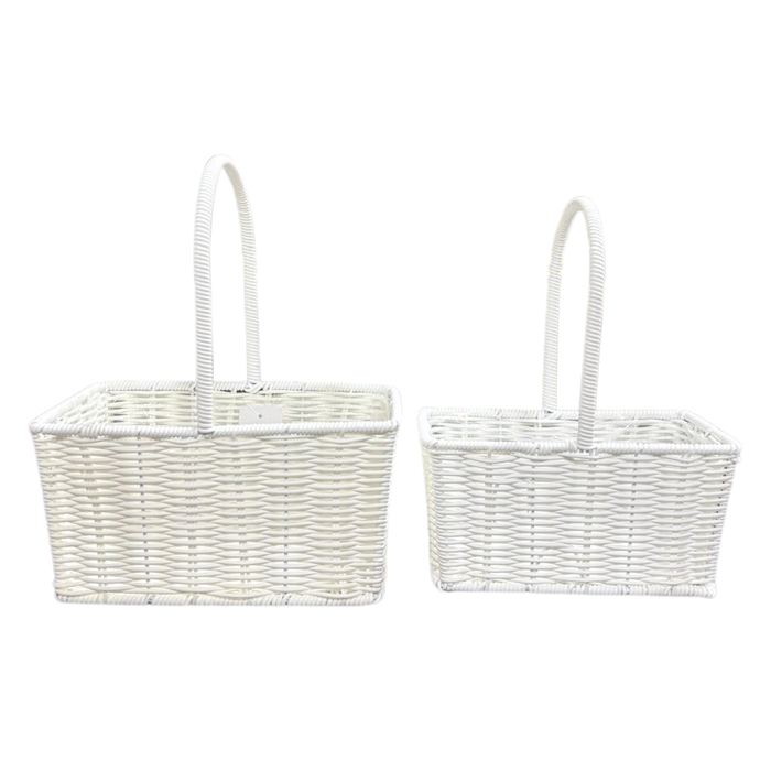 Rect Rattan Basket - 2pc (WHITE)