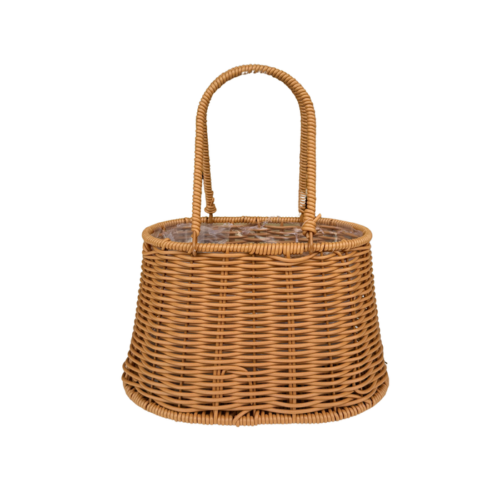Rattan Flower Bag Basket 10" (DARK BROWN)