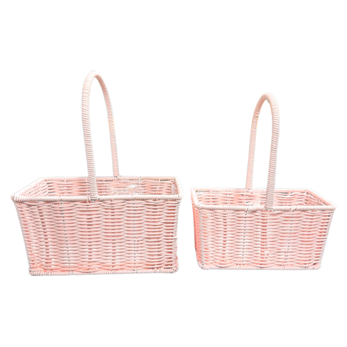 Rect Rattan Basket - 2pc (PINK)