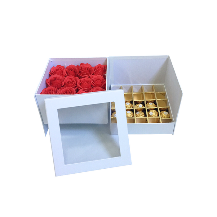 Square Two Layer Flower Box (WHITE)