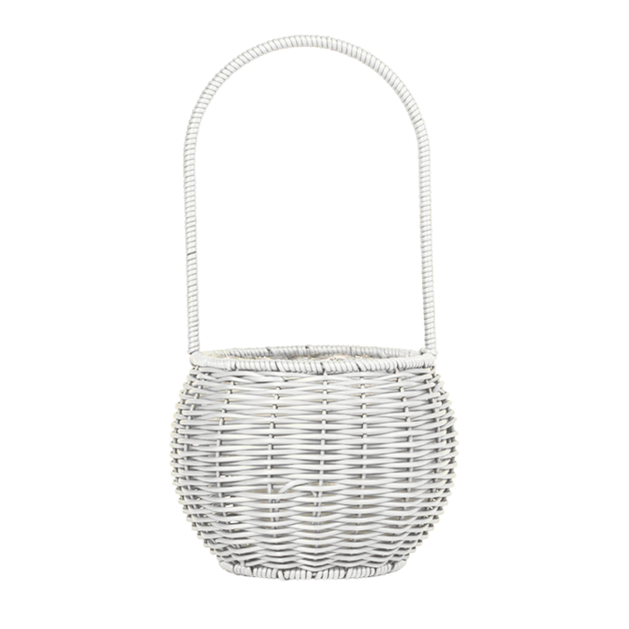 Rattan Flower Basket 6" (WHITE)