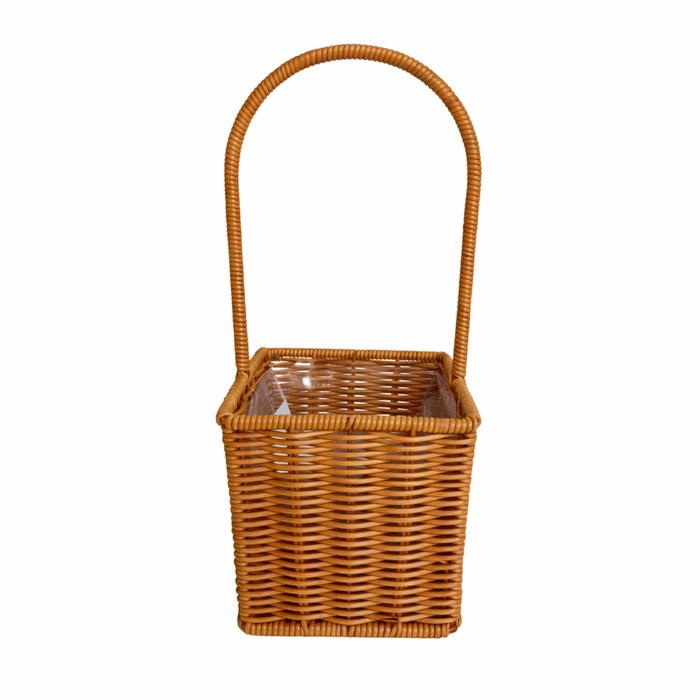 Square Rattan Flower Basket 6" (LIGHT BROWN)